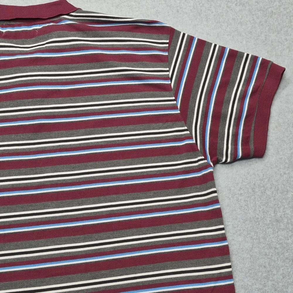 True Religion Shirt Men's 4XL Striped Polo Burgundy Short Sleeve Horseshoe Logo